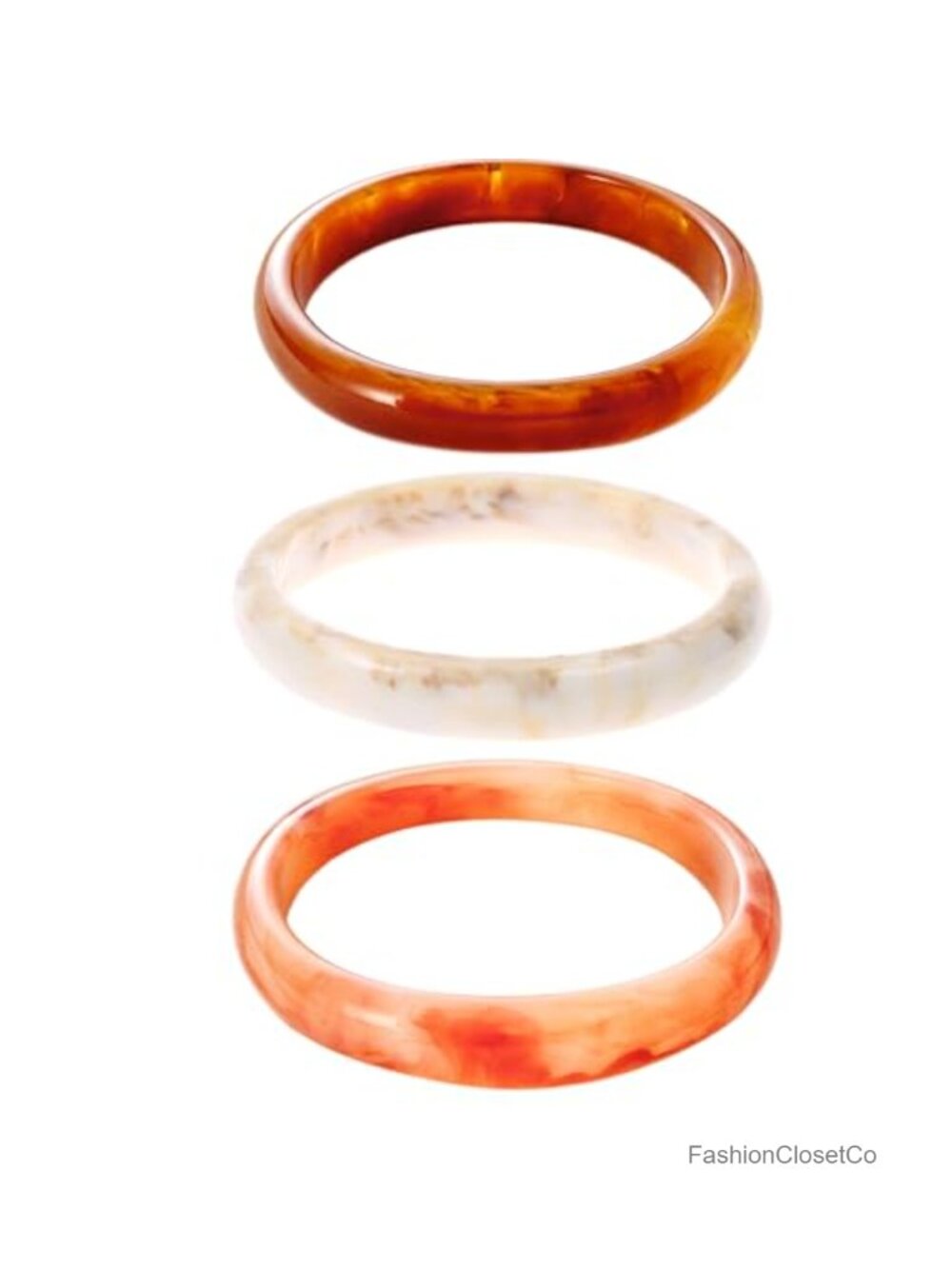 3 Pcs Chunky Acrylic Stackable Bracelet Set Geometric Circle Cuff Bangle